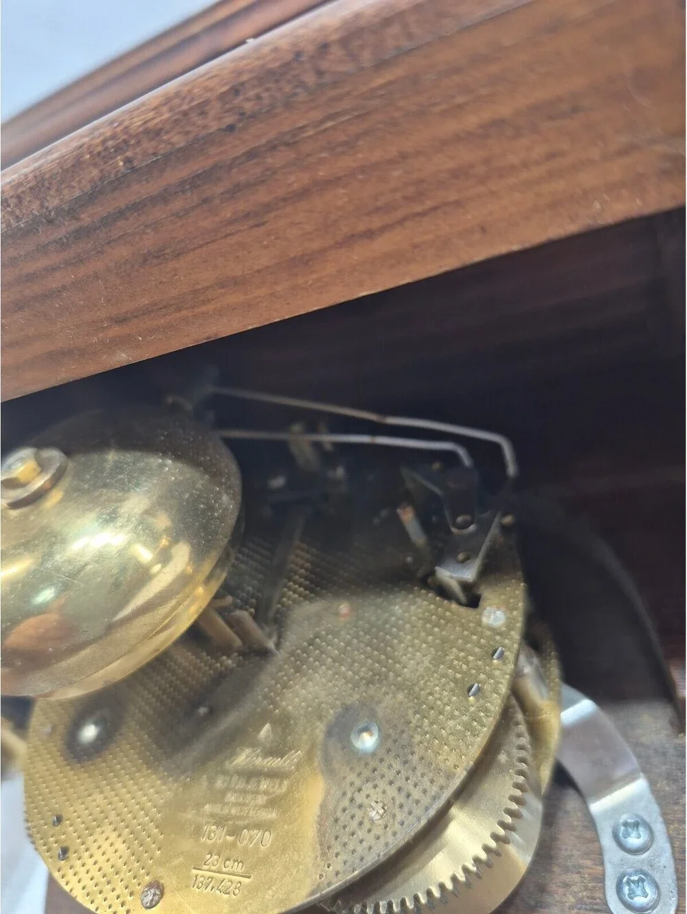 Vintage Ethan Allen wood manual clock